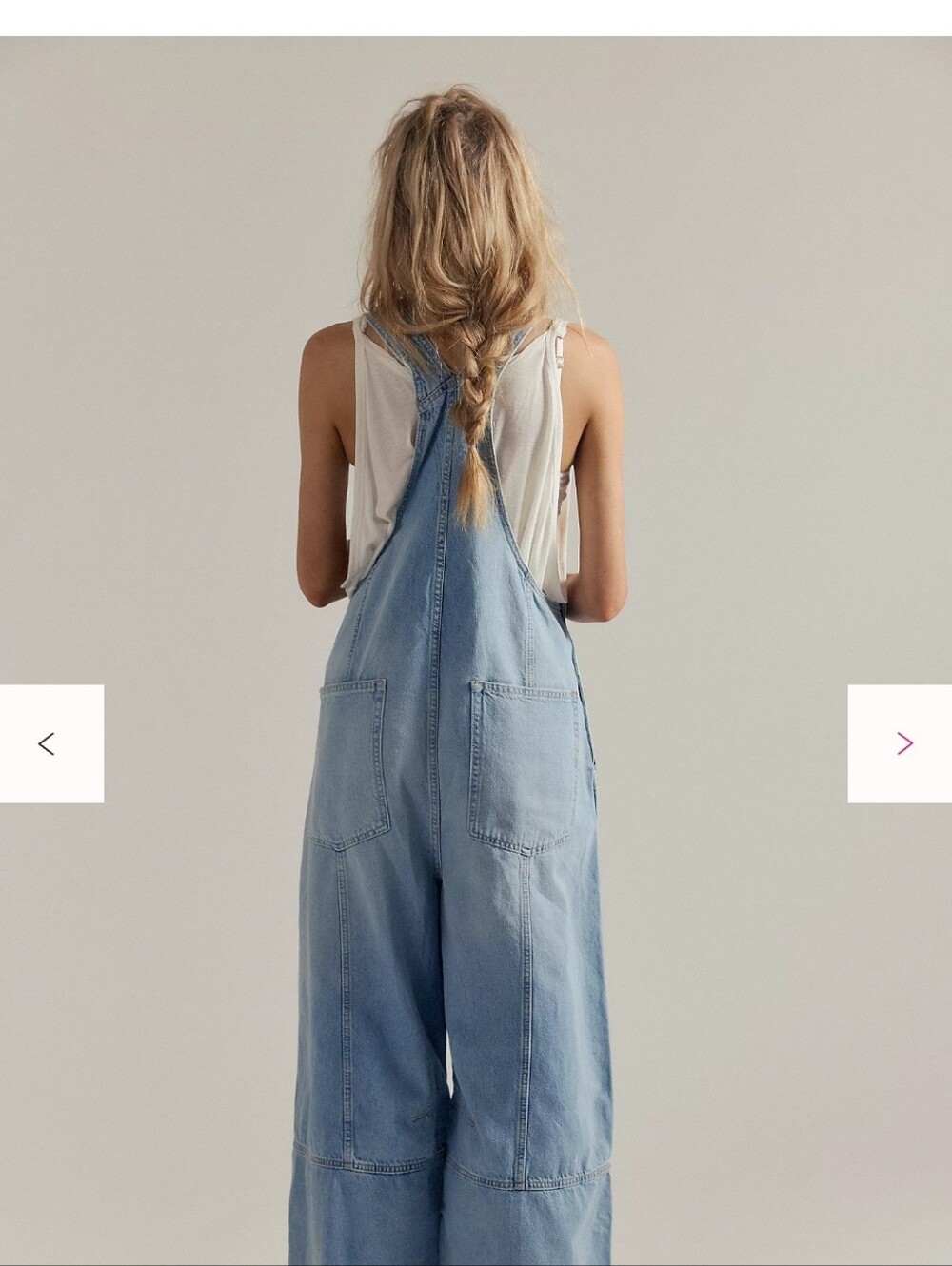 NWT Free People We The Free Rambler Overalls Light Blue Denim Wide-Leg Msrp $148 - Picture 6 of 8